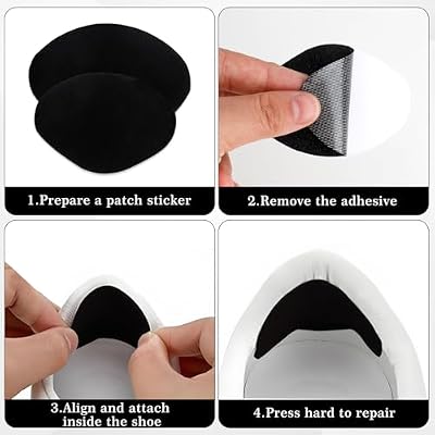 Shoe Heel Repair, 16Pcs Shoe Patches for Holes, Black Self-Adhesive Shoes Hole Repair Patch Kit Sneaker Holes Patch/Insert Heel Prevention for Sneakers Mesh Shoes Leather Shoes High Heels