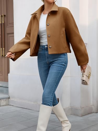 Cicy Bell Womens Cropped Pea Coat Casual Button Down Short Jackets Fall Winter Outerwear4