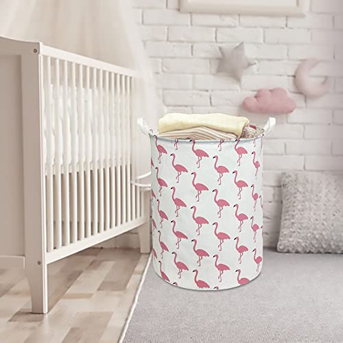 Image of CLOCOR Large Pink Flamingo Laundry Hamper, Baby Girl Laundry Basket,Kids Toy Storage Bins,Nursery Decor,Bedroom,Bathroom,Gift Basket (White Flamingo)
