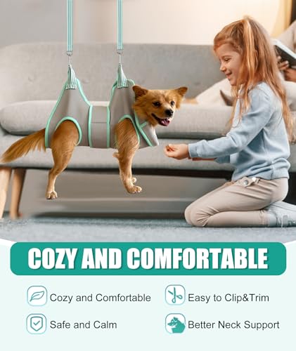 Kkiimatt Dog Grooming Hammock Harness Medium Dog Hammock for Nail Trim, Silver Gray Dog Sling for Nail Clipping Dog Restraint Hanger Holder for Nail Clipping with Thick Neck Support for Claw Care - Image 3
