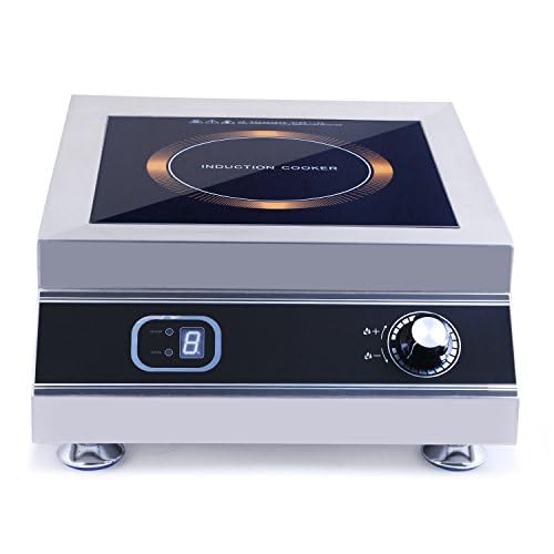 Image of 5KW Commercial Induction Cooktop | 5000W Heavy Duty Countertop Hot Plate | Flat Base, 12x12 Inch Heating Surface | Fast Heating | Stainless Steel Body | For Restaurant & Commercial Use