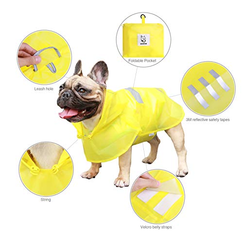 Ichoue Dog Raincoats, Packable Rain Coats, Lightweight Rain Jacket With Reflective Straps, Adjustable Poncho For Medium Dog French English Bulldog Pug Terrier (Yellow, Medium) #TOP5