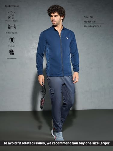 Image of TECHNOSPORT Men's Polyester Regular Lightweight Woven High Neck Sporty Jacket (PM-86)