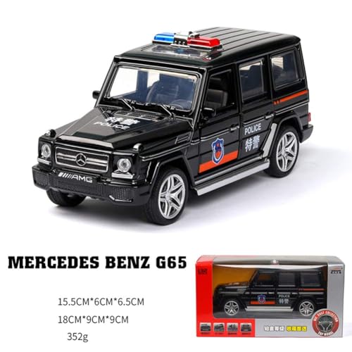 Image of 1:32 SCALE Exclusive Alloy Metal Pull Back Die-cast Car Scale Model with Sound Light Mini Auto Toy for Kids Metal Model Toy Car with Sound and Light?New Version? (AMG-G65 Police CAR -Multicolor)