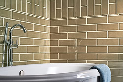 Msi Artisan Taupe Quarter Round Molding Glossy Ceramic Wall Tile For Bathroom, Kitchen Backsplash, Accent Wall Tile, And Shower Wall Tile, Sample #TOP3