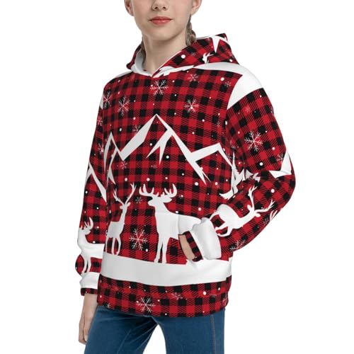 Christmas Buffalo Plaid Kid Hoodies Boys Sweatshirts Girls Pullover with Pocket2