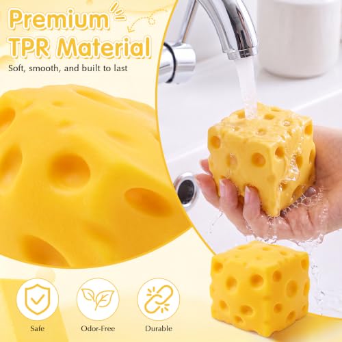Teyva Daily 6 Pack Cheese Squeeze Block Bulk, 2 Inch Small Yellow Cheese Block Slow Rising Sensory Fidget Cubes, Soft Novelty Squeeze Ball for Stress Relief, Mini Birthday Gift Bag Fillers for Adults - Image 4