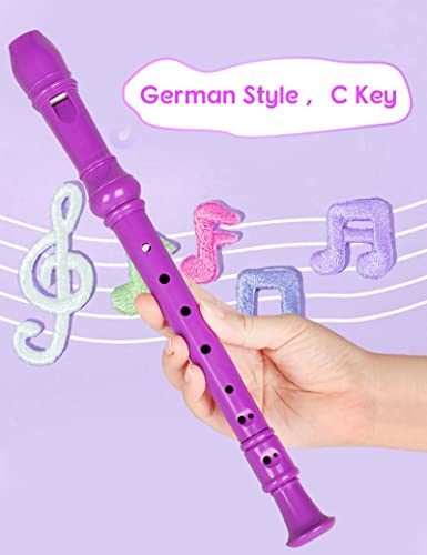Image of Mr.Power Soprano Recorder C Key 8 Hole German Fingering Clarinet ABS Music Flute Present for Beginner Graduation School Education Family (Purple)