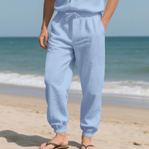 Mens Casual Pants Breathable Lightweight Loose Fit Athletic Trousers 684