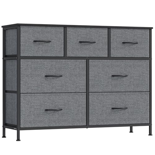 SONGMICS BELLAH Collection - Commode, Meuble de Rangement pour Chambre, Couloir, Entrée, Salon, Cadre en Acier, 7 Tiroirs, Style Moderne, Gris Ardoise...