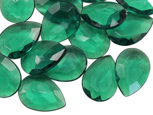 Allstarco 25x18mm (1x23/32") Green Teardrop Acrylic Pirate Treasure Gems