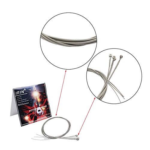 Jysun Electric Bass Strings 1 Full Set Steel Core Nickel Alloy Wound Nickel-Plated Ball-End With 1Pc Blue Cleaning Cloth And 5Pcs Guitar Picks thumb #2