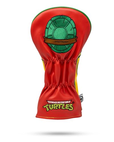 Pins & Aces TMNT Driver Head Cover - Premium, Hand-Made Leather Headcover - Teenage Mutant Ninja Turtle Heads, Tour Quality Golf Club Cover - Style and Customize You Golf Bag (Raphael)