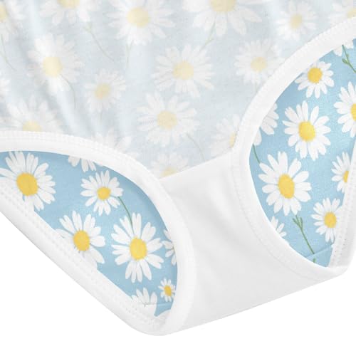 Wusikd White Daisies Girls' Underwear Cotton Blue Girls Briefs Soft Toddler Underwear 2T 5