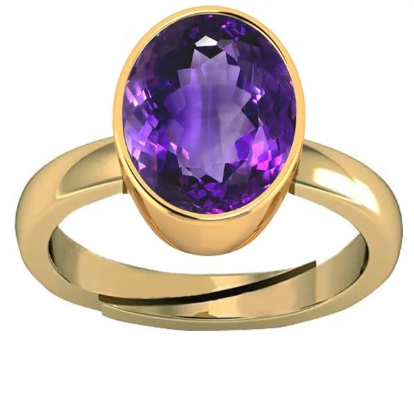 9.00 Carat AAA+ Quality and Certified by GGTL Natural Amethyst Stone Natural Katela Gem Stone Gemstone(Pear Shape) Adjustable Gold Ring for Men and Women
