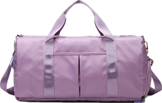 Gym Bag with Shoes Compartment, Sports Bag with Waterproof Pocket for Wet Towels, Travel Duffel Bag for Men and Women(Purple)