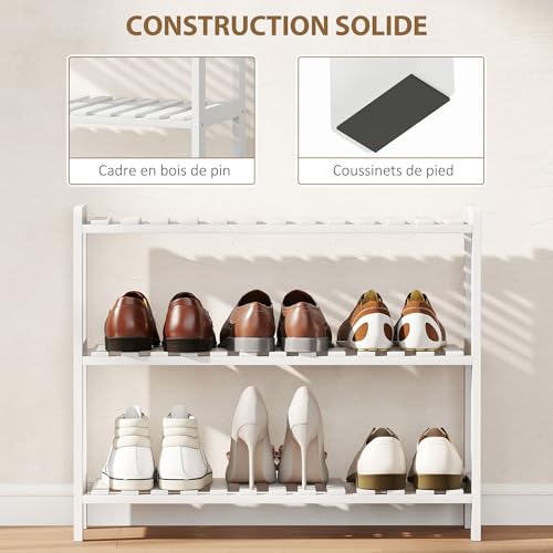 Meuble à chaussures blanc pour l'entrée et le salon chaleureux
