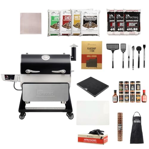 Recteq Pellet Grill Smoker - Flagship 1600, Wood Pellet Smoker, Bbq Pellet Smokers, Wi-Fi Smart Grill, 1600 Sq. In. Cook Space, Pellet Smoker Grill, 40 Lbs Hopper, 40 Hr Cooking, Bbq Master Bundle