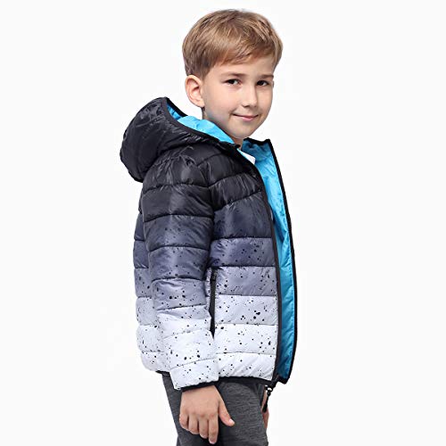 Image of Rokka&Rolla Boys' Reversible Lightweight Water-Resistant Puffer Jacket | Lightweight Breathable Reversible Puffer Makes A Hooded Winter Coat For Boys To Wear During Cold Weather Activity