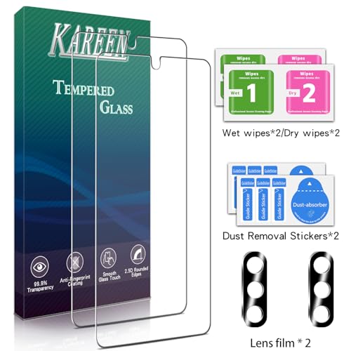 Image of KAREEN 2+2 Pack Screen Protector for Samsung Galaxy S26 Plus /S26+ Tempered Glass Film with Camera Lens Protector, Fingerprint Unlock Support, Anti Scratch, Bubble Free, Case Friendly