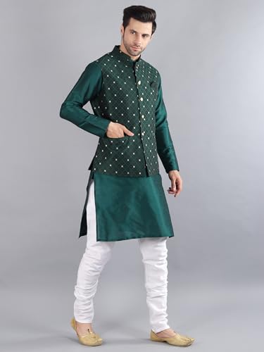Image of Uri and MacKenzie Men's Silk Blend Kurta Pajama with Designer Ethnic Nehru Jacket /Modi Jacket