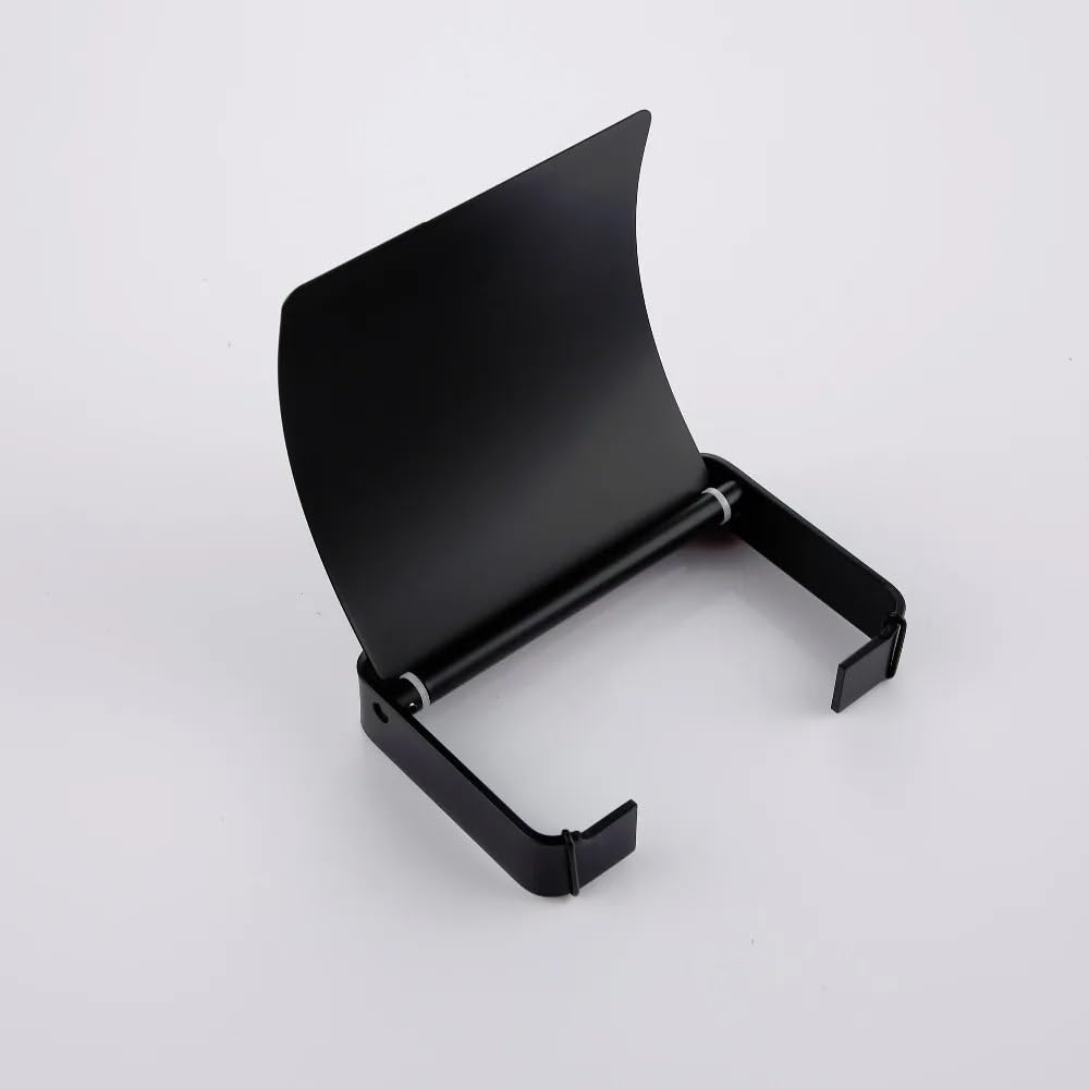 Toilettenpapierhalter 1PC Wandhalterung Toilettenpapierhalter aus Edelstahl mit Deckel Quadratischer Badezimmerzubehör Mattschwarz/Gebürstet(Matte Black)