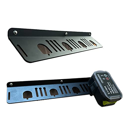 Battery Holder for Ryobi, Battery Storage for Ryobi, Aluminum 18V Battery Holder for Ryobi, Mount Wall Rack with 4 Slots for Ryobi 18V Batteries (Black)