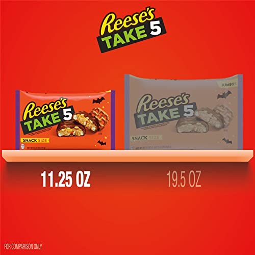 Reese's Take 5 Pretzel, Caramel, Peanut Butter, Peanut, Chocolate Snack Size, Easter, Candy Bars Bag, 11.25 Oz #TOP5