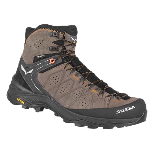 Salewa Men's Alp Trainer 2 Mid Gore-Tex Waterproof GTX Hiking Boot - Wallnut/Fluo Orange - 10.5