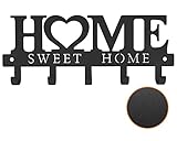 WIPHANY Wall Mounted Key Holder Organizer with 5 Hooks, 10' Metal Key Rack for Wall Organization, Space-Saving Entryway Organizer for Keys, Coats and Dog Leashes, Home Decor, Black