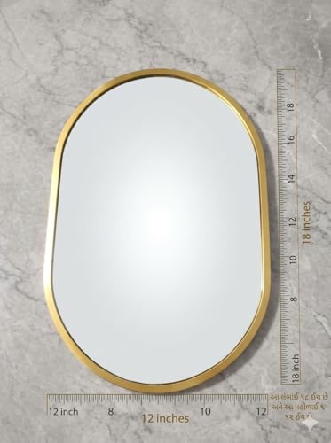 Image of PALUDI Gold Capsule Wall Mirror, Premium Metal Frame, Modern Decorative, Wall Mounted, for Bathroom, Living Room and Home Decor