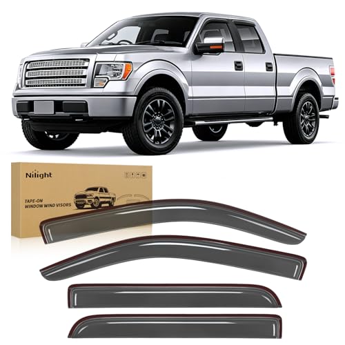 Image of Nilight Tape-On Window Visors for Ford F150 Crew Cab 2009-2014, 4PCS
