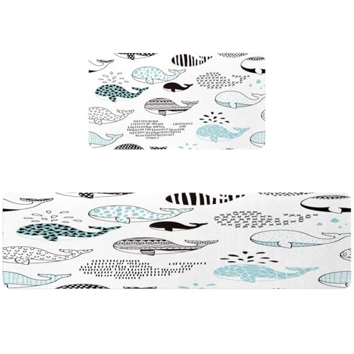 Tapis de cuisine antidérapant lot de 2 baleine pour sol sec