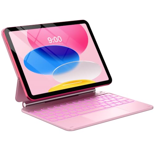 Image of typecase Edge Keyboard Case for iPad 11th Gen A16 (2025) & 10th Gen 10.9 inch (2022) - Multi-Touch Trackpad, 11-Color Backlit Magic-Style Keyboard - Floating Magnetic Stand, Pencil Holder - Light Pink