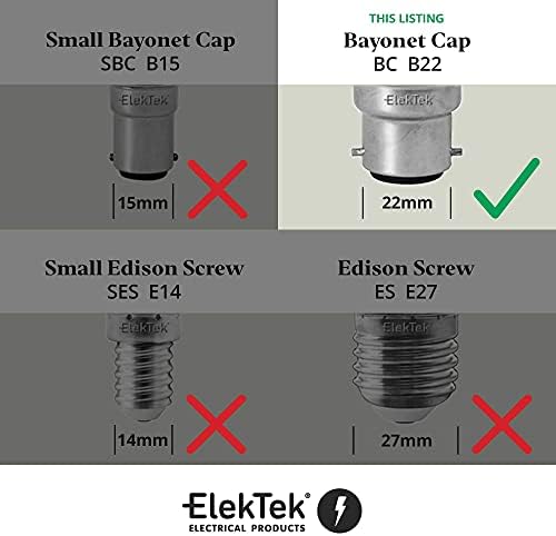 ElekTek Lamp Holder Unswitched Bayonet Cap B22 with Back Plate Cover and Screws Brass
