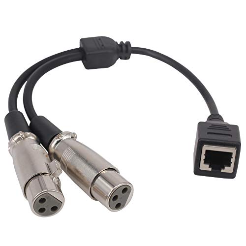 Yeworth XLR Adapter Cable, 0.2m 0.6FT 3 Pin 2 XLR Female to RJ45 Female Adapter Converter Extension Cable Connector Cord (2 XLR Female to RJ45 Female)
