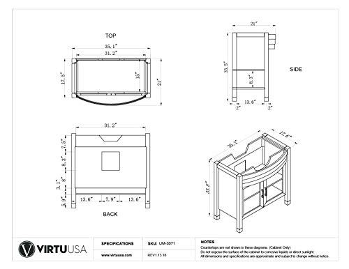 Virtu Usa Um-3071-G-Gr Ava 36" Single Bathroom Vanity With Aqua Tempered Glass Top And Round Sink With Polished Chrome Faucet And Mirror, 36 Inches, Cool Gray #TOP6