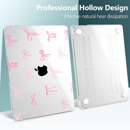 DONGKE for MacBook Air 13 Inch Case M5 2026 M4 2025 M3 M2 2024-2022 A3449 A3240 A3113 A2681, Plastic Hard Shell & Keyboard Cover & Screen Film for MacBook Air 13.6 Inch Case - Pink Bows by DONGKE - Image 5