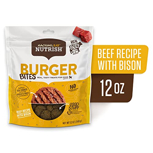 Rachael Ray Nutrish Burger Bites Real Meat Dog Treats, Beef Burger With Bison Recipe, 12 Ounces, Grain Free #TOP1