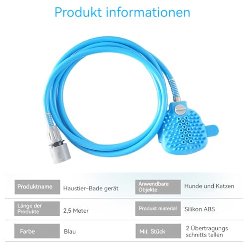 Hochdruck Haustier-Duschbrause mit 5 Funktionen & Massagebürste – sanfte Fellreinigung für Hunde & Katzen, universal am Waschbecken, Badewanne & Garten montierbar – ideal für Tierbesitzer