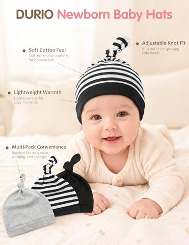 Image of Durio Soft Warm Knitted Baby Hats Caps Cute Cozy Chunky Winter Infant Toddler Baby Beanies for Boys Girls