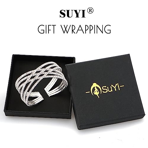 Suyi FBA-BT369-BRT-SILVER1 Rhinestone Bracelet For Women Silver Multilayer Cuff Bracelet Craystal Braidal Bracelets Silver 1 thumb #6