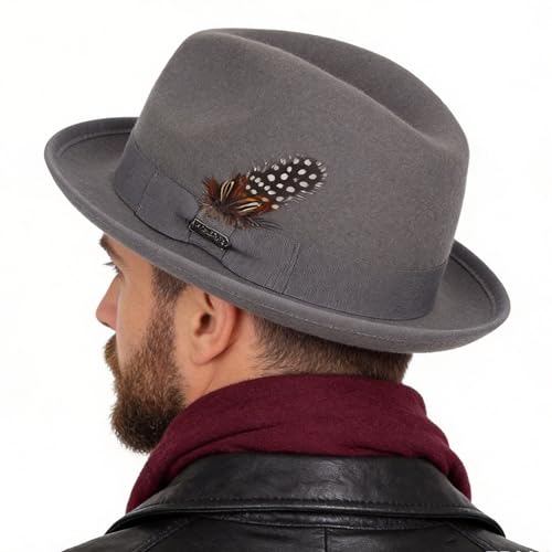 Image of FORBUSITE Wool Felt Wide Brim Fedora Hats for Women Men