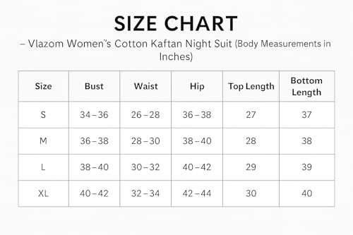 Image of Vlazom Women's Cotton Kaftan Night Suit Set - Printed 2-Piece Pajama Co-Ord Loungewear | Loose Fit Sleepwear Night Dress