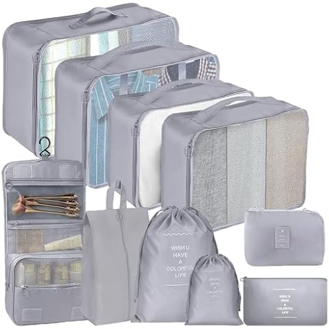 SINZUX 10 PCS Waterproof Packing Cubes Set Cover