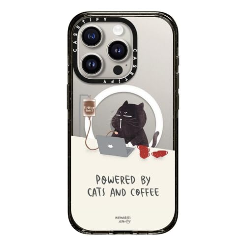 CASETiFY �C���p�N�g iPhone 15 Pro �P�[�X [MIL�K�i���� (4x MIL-STD-810G)/2.5m����̗����������N���A/MagSafe �ɑΉ�] - Powered by cats and coffee by Moonari