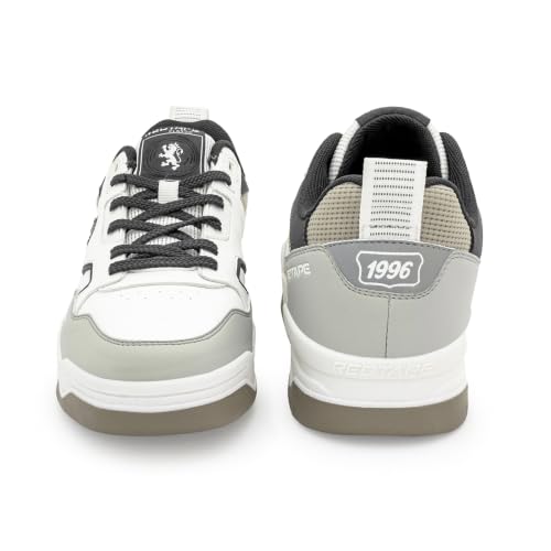 Image of Red Tape Men's Sneakers Grey White Pu Round Toe Lace-Up Easy Movement