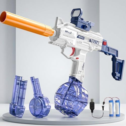 Image of VikriDA Electric Water Gun with Free Extra Rechargeable Battery, Powerful Water Guns Up to 35 FT Long Range, 500CC+60CC Capacity Super Water Blaster Summer Toys for Pool - Blue