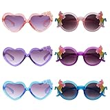 EDLMKM 6 Pairs Round Unicorn Glasses, Kids Heart Shaped Sunglasses, Unicorn Sunglasses, UV 400 Protection Flexible Frame, for Kids Girls Birthday Party