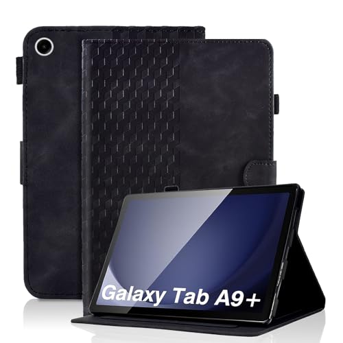 Etui Samsung Galaxy Tab A9 Plus en cuir premium et motif diamant noir
